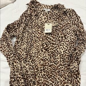 NWT Lucky Brand Women’s Leopard Print Blouse Small